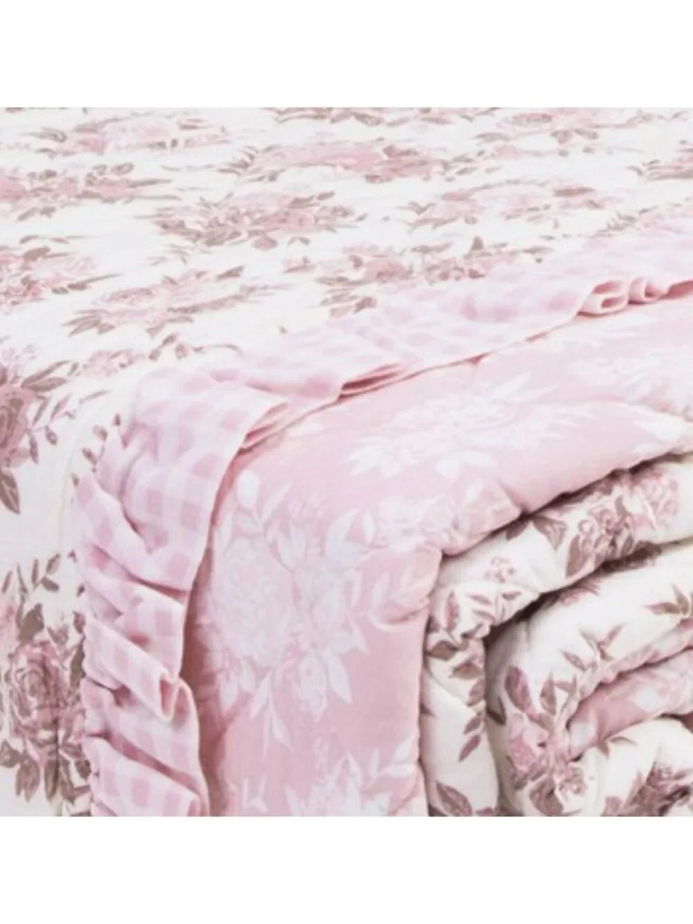 RACHEL ZOE Reversible Floral Quilt Set With Ruffles